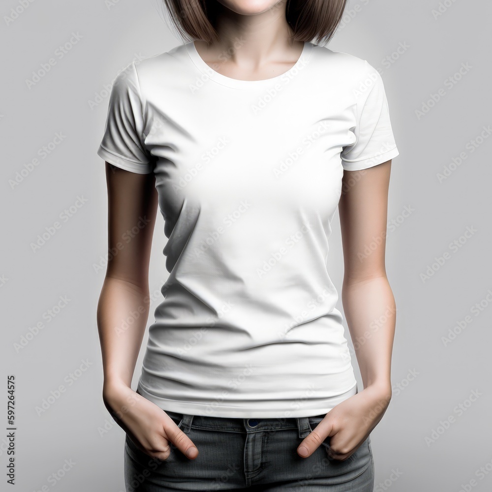 Simple Elegance: White T-Shirt Mockup for Women Simple Elegance: White T-Shirt Mockup for Women