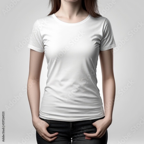 Perfect for Online Shops: White T-Shirt Mockup for Women's E-commerce