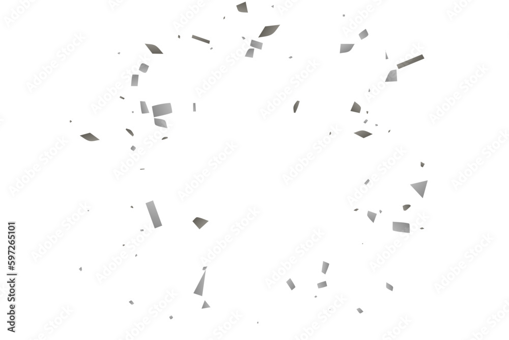 Obraz premium Silver glitter confetti on a white background. Decorative element.