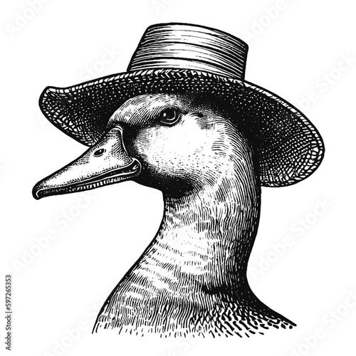 goose wearing hat sketch 