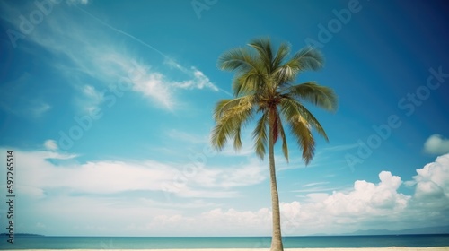 Palms on the beach. Illustration AI Generative.
