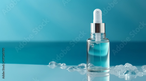 Blue cosmetic serum background. Illustration AI Generative.