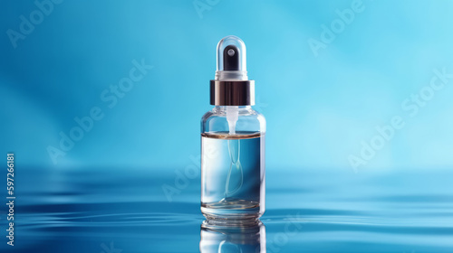 Blue cosmetic serum background. Illustration AI Generative.