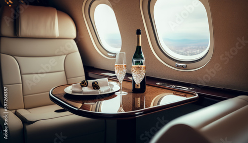 Luxury Jet Interior. Illustration AI Generative.
