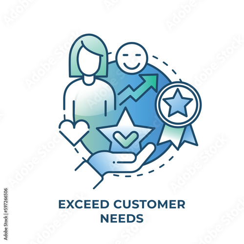 Exceed customer needs concept icon. Hospitality customer service abstract idea line illustration. Isolated outline drawing.