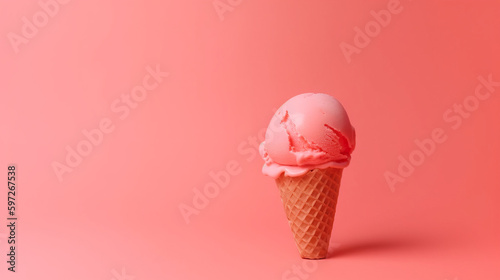 Ice cream on minimalist background. Illustration AI Generative.