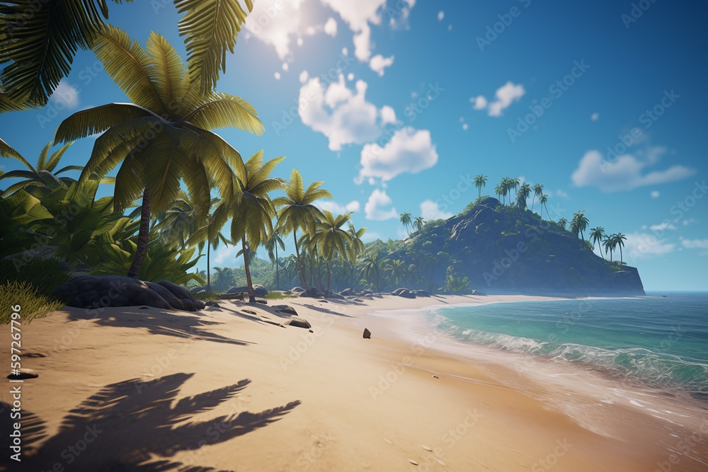 Obraz premium beach with coconut trees