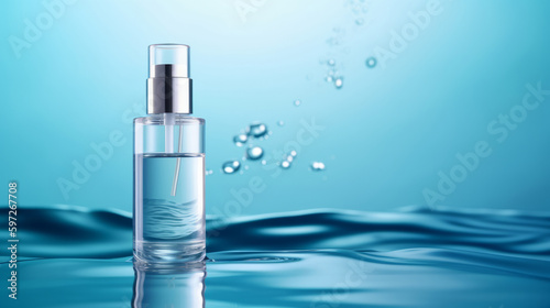 Blue cosmetic serum background. Illustration AI Generative.