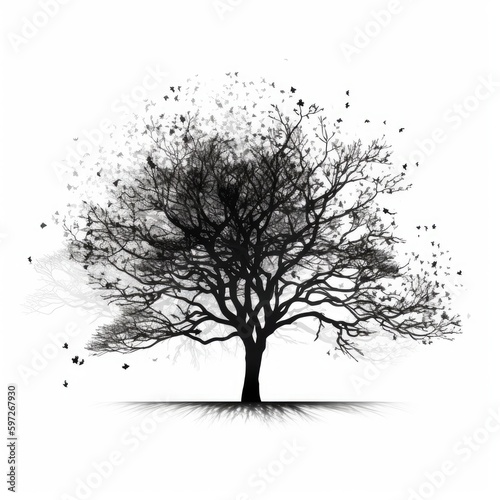 Tree silhouette white background © Enea