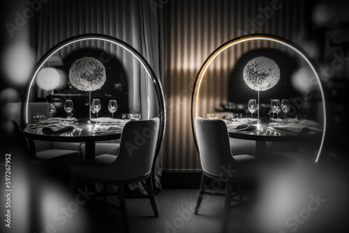 Luxury Restaurant Interior. Illustration AI Generative