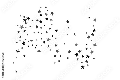 Star confetti. Silver casual confetti background. Bright design pattern.