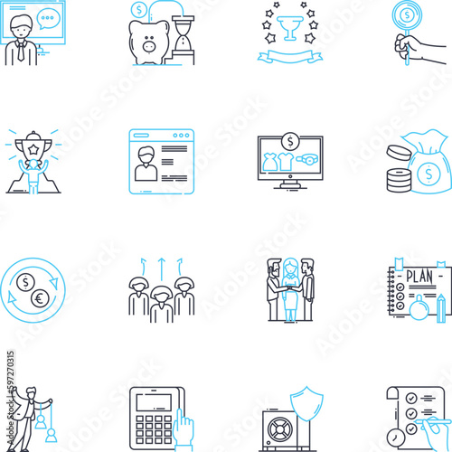 Industrial sector linear icons set. Manufacturing, Construction, Engineering, Logistics, Production, Fabrication, Automation line vector and concept signs. Assembly,Machining,Extraction Generative AI