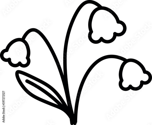 A simple vector design of a flower called campanula or bellflower, made with editable thick black stroke.