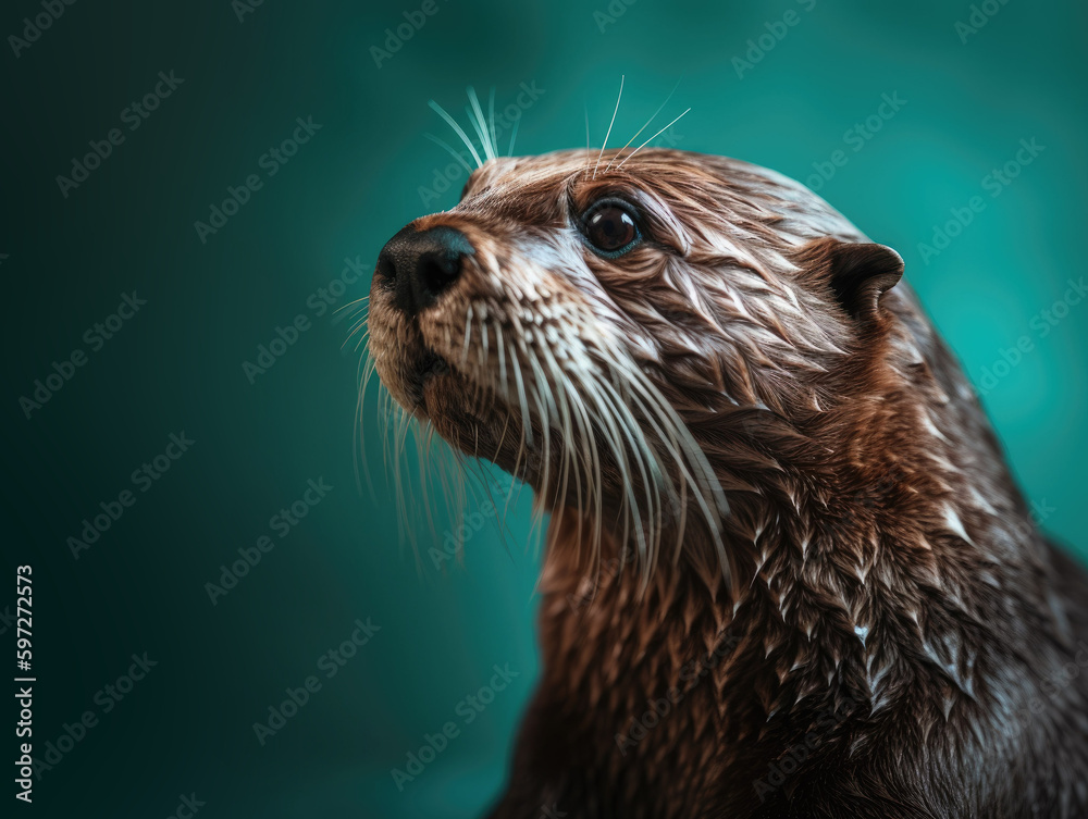 Whimsical Portrait of a Playful Otter Whimsical Portrait of a Playful Otter