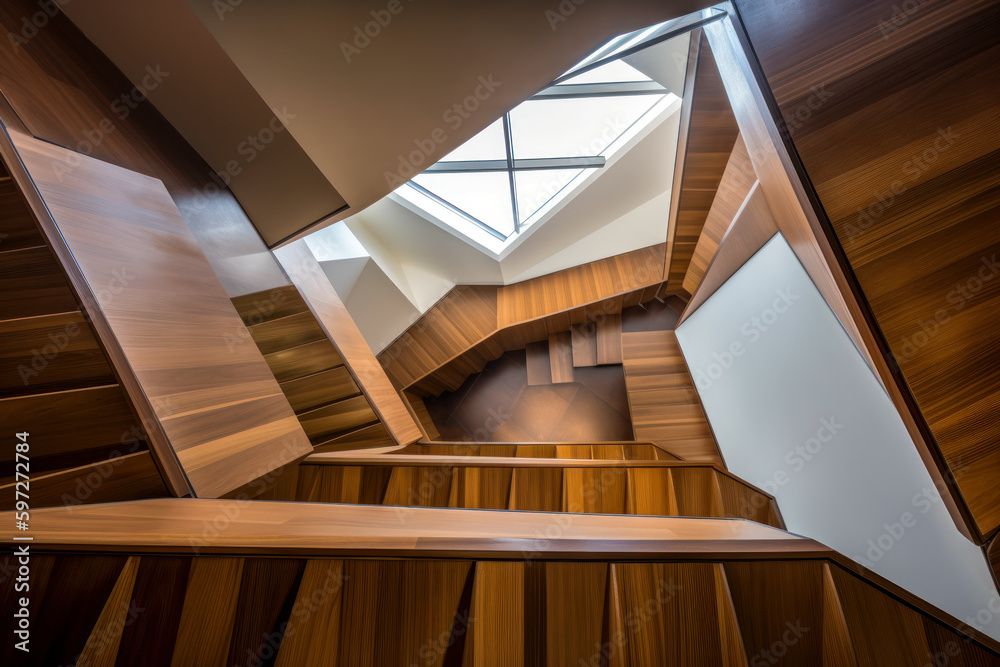 A unique perspective of interlocking stair mazes with stairwells inside