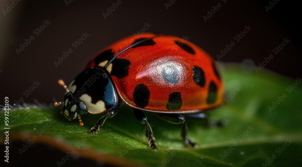 Ladybugs Vibrant Red Elytra Catching Sunlight in an Image. Ladybugs Vibrant Red Elytra Catching Sunlight in an Image.
