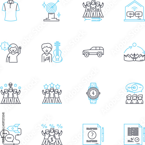Cubicle linear icons set. Workspace, Partition, Office, Privacy, Compact, Cozy, Comfy line vector and concept signs. Functional,Desk,Shelf outline illustrations Generative AI