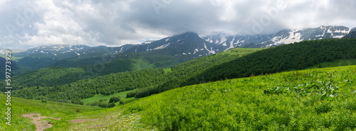 panoramic view of the cascade of the Caucasus mountains