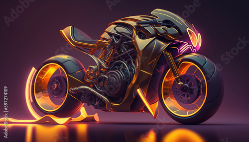 High speed bike, futuristic bike,.Generative AI.