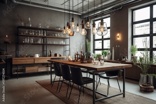 beautiful kitchen interior in loft style -Ai