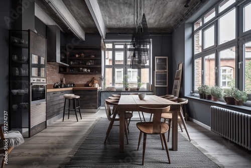 beautiful kitchen interior in loft style -Ai