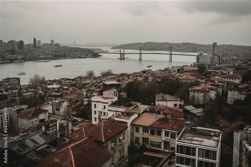Istanbul city view. Generative AI
