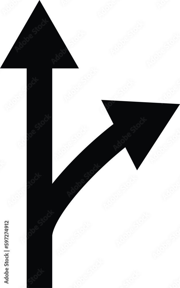Two way crossroad right arrow icon . Crossroad right sign Two way crossroad right arrow icon . Crossroad right sign