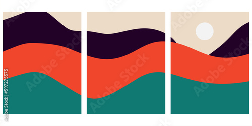 Free Download Abstract mountain landscape collage. Nature wall decor, contemporary art print, mid century background. Vector illustration - GFXLoad