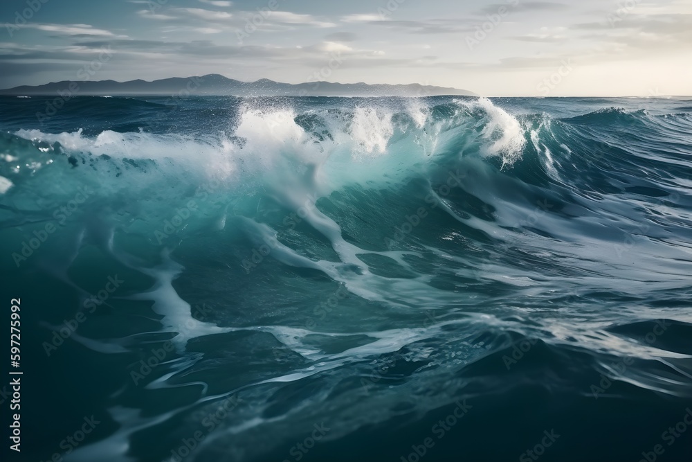 wave breaking on the shore create with ia