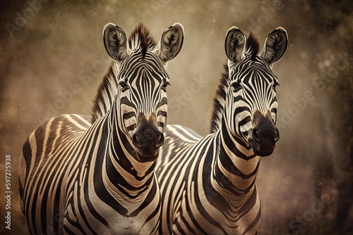 Wild Zebras in African Savanna  Texture of the Herd  Hoofed and Mane in Nature Art  Generative AI