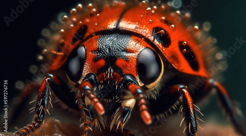 Ladybug in vibrant red, close-up view. © mxi.design