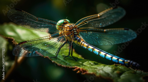 Delicate dragonfly wings shimmer in sunlight. © mxi.design