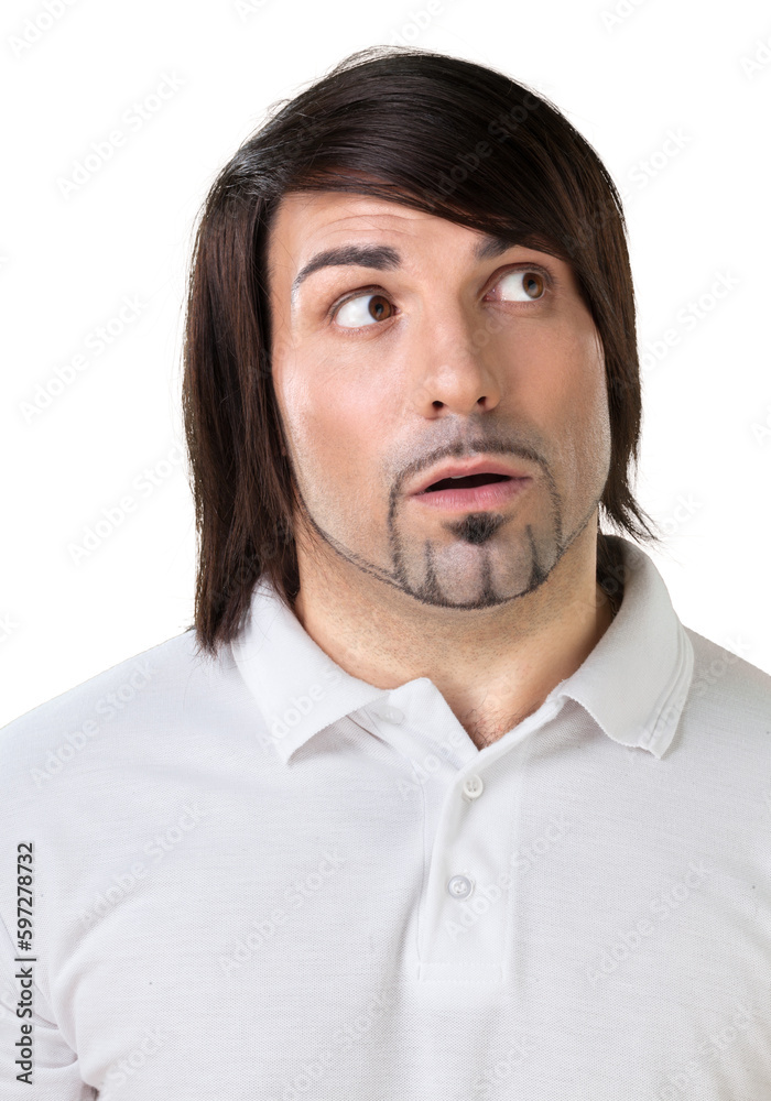 Portrait of Man Looking Up , Surprised Portrait of Man Looking Up , Surprised