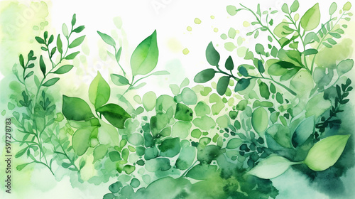 Spring/summer green leaves background. Image Generative AI. 
