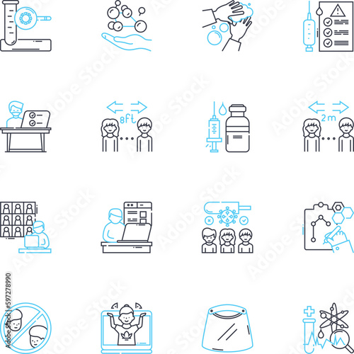 Microorganisms linear icons set. acteria, virus, fungi, parasites, protozoa, algae, mold line vector and concept signs. yeast, microbiome, microbiota outline illustrations Generative AI