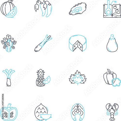 Fair trade linear icons set. Sustainable, Ethical, Justice, Equality, Cooperative, Organic, Transparency line vector and concept signs. Empowerment,Accountability,Certified outline Generative AI