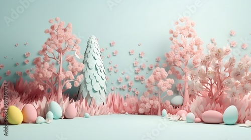 Winter Bloom: Delicate Pink Flowers in the Snowy Embrace of Nature, created using generative AI 