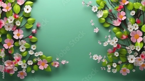 Vector Illustration of a Delicate Flower Border, background, created using generative AI