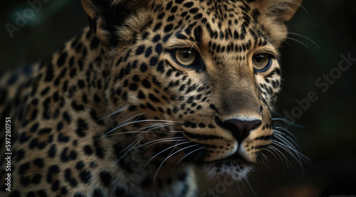Leopard Face Close-Up Image.