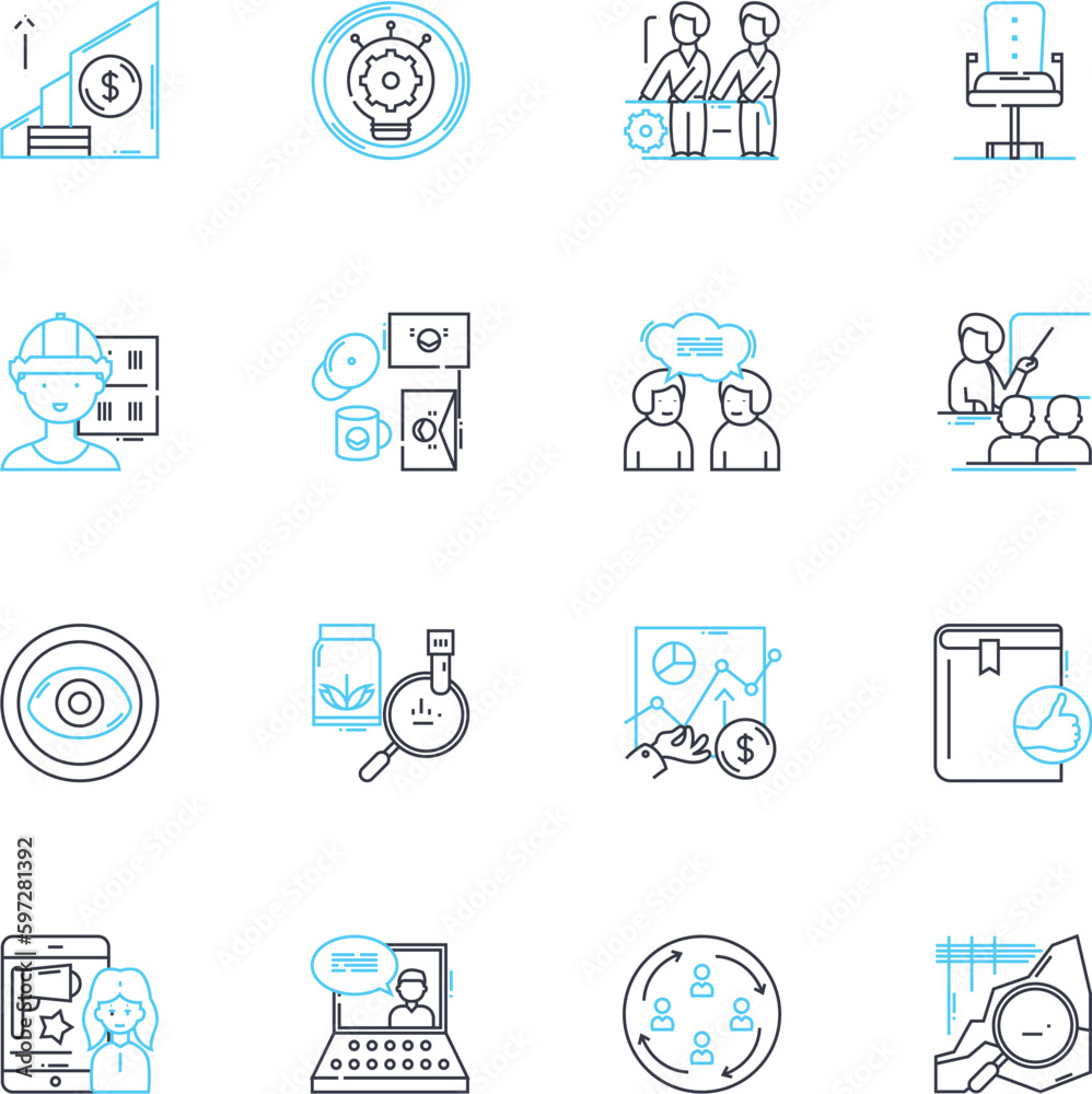Decision-making body linear icons set. Board, Committee, Council, Panel, Assembly, Tribunal, Caucus line vector and concept signs. Commission,Panel,Governing outline illustrations Generative AI Decision-making body linear icons set. Board, Committee, Council, Panel, Assembly, Tribunal, Caucus line vector and concept signs. Commission,Panel,Governing outline illustrations Generative AI