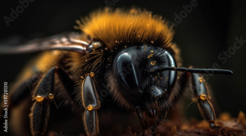 Closeup of Furry Bumblebee Image.