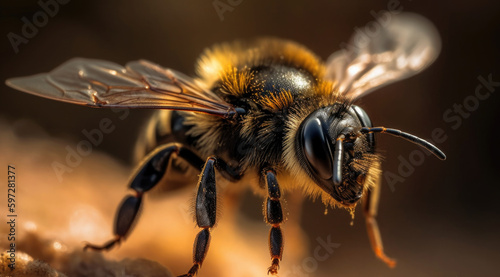Striped Bee Close-up Image Revealed In Stunning Detail, PNG Format.
