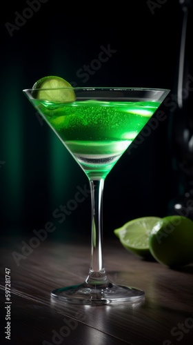 Cosmopolitan with Lime Wedge. Generative AI.