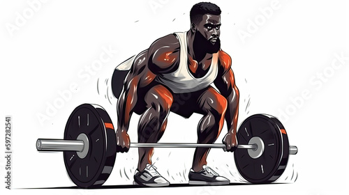 strong black man powerlifting deadlift bodybuilding, masculinity - by generative ai	
