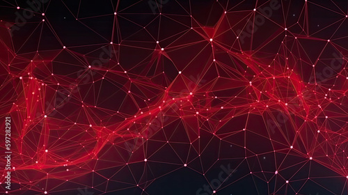 red background neural network futuristic data link - by generative ai