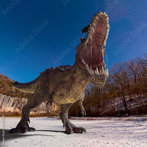 monster dinosaur is mad on the ice age