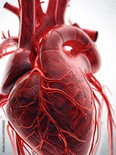Human heart, 3D rendering isolated on white background