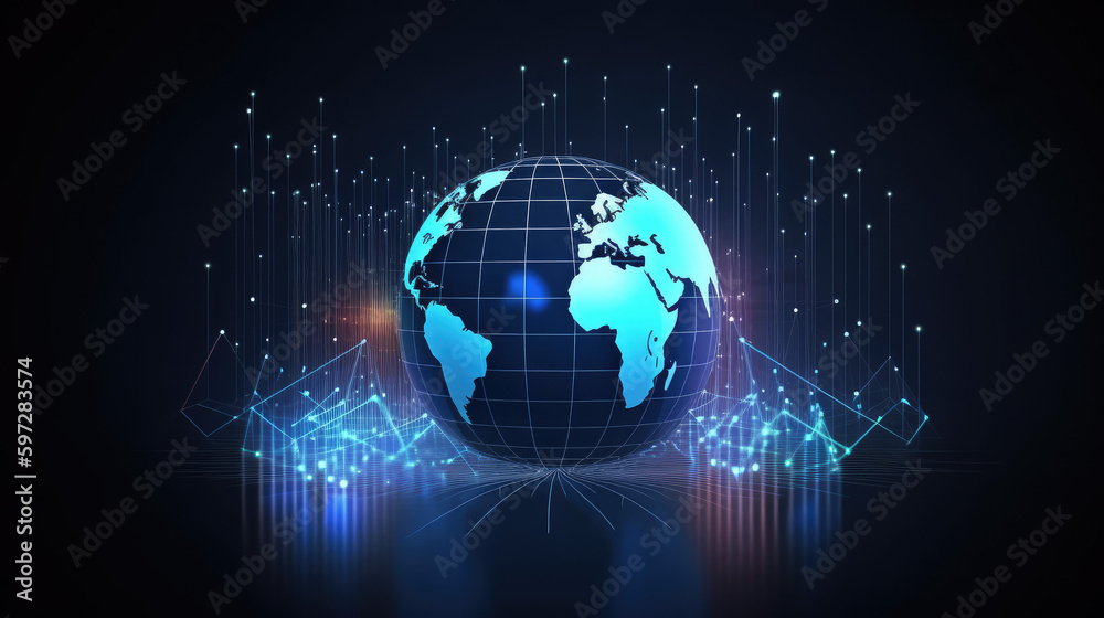 earth globe with metaverse big data information network - by generative ai earth globe with metaverse big data information network - by generative ai