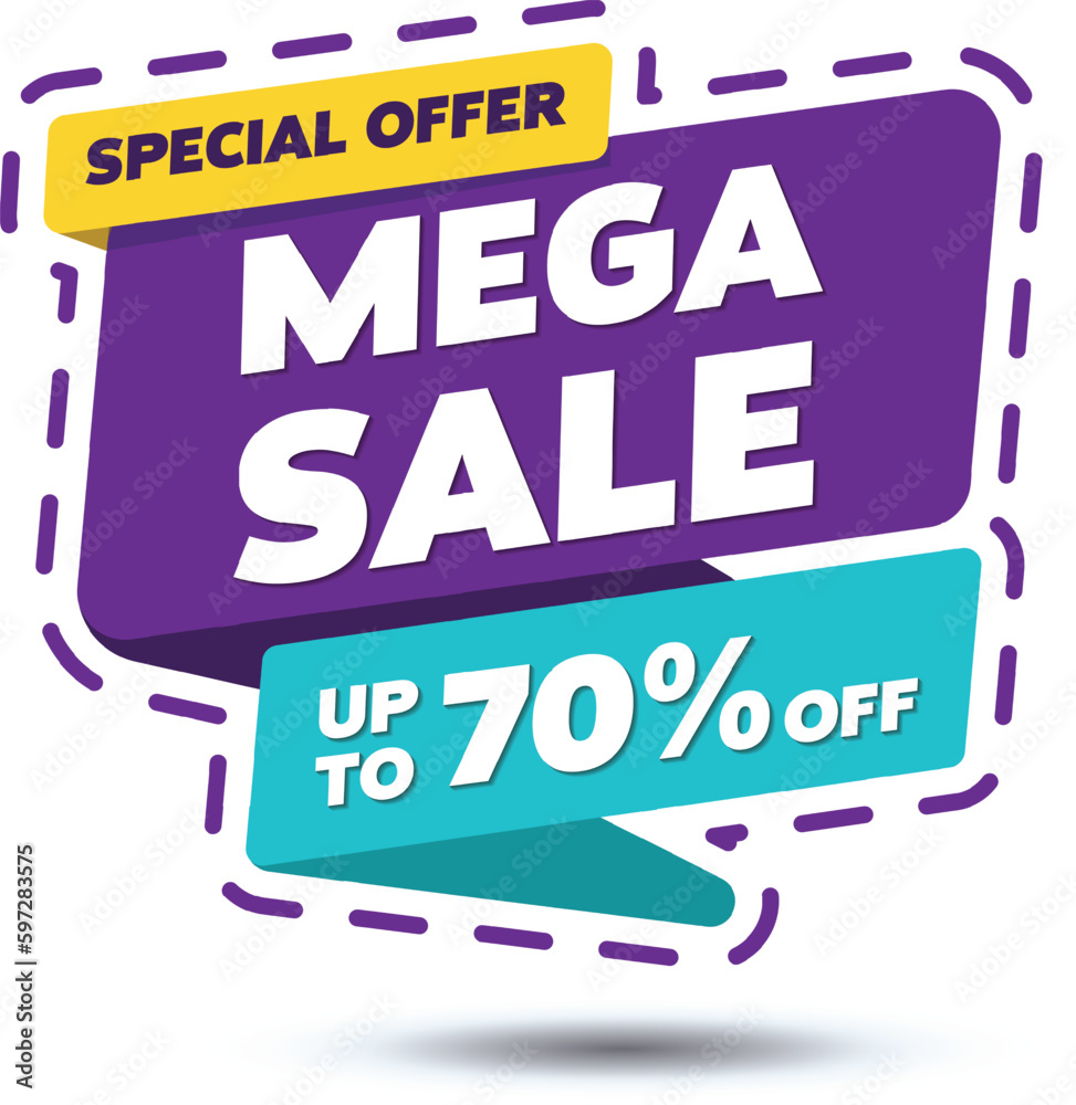 Fototapeta premium MEGA sale banner template design. Limited Time Offer special banner.