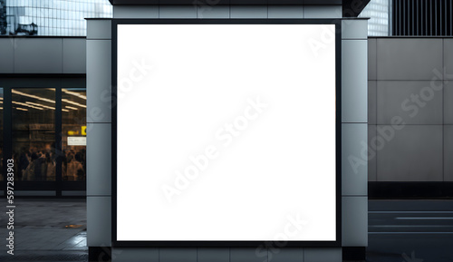 Blank outdoor Event advertisment screen for marketing purpose, Empty LED screen for event advertisment, white LED screen mockup, Square led screen mockup in city